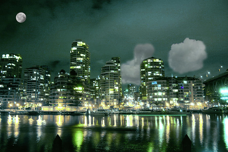 Blue Moon Over Vancouver Photograph by Wayne King