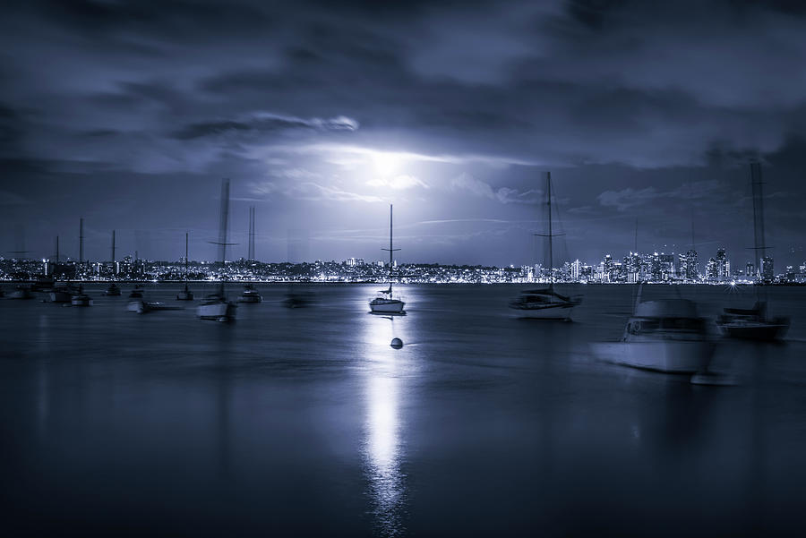 Blue Moon, San Diego Harbor Photograph by Joseph S Giacalone