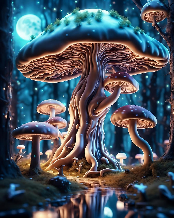 Blue Moon Shroom Digital Art by Mara Grace - Fine Art America