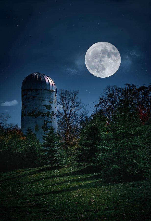 Blue Moon Silo Photograph by Dee Potter