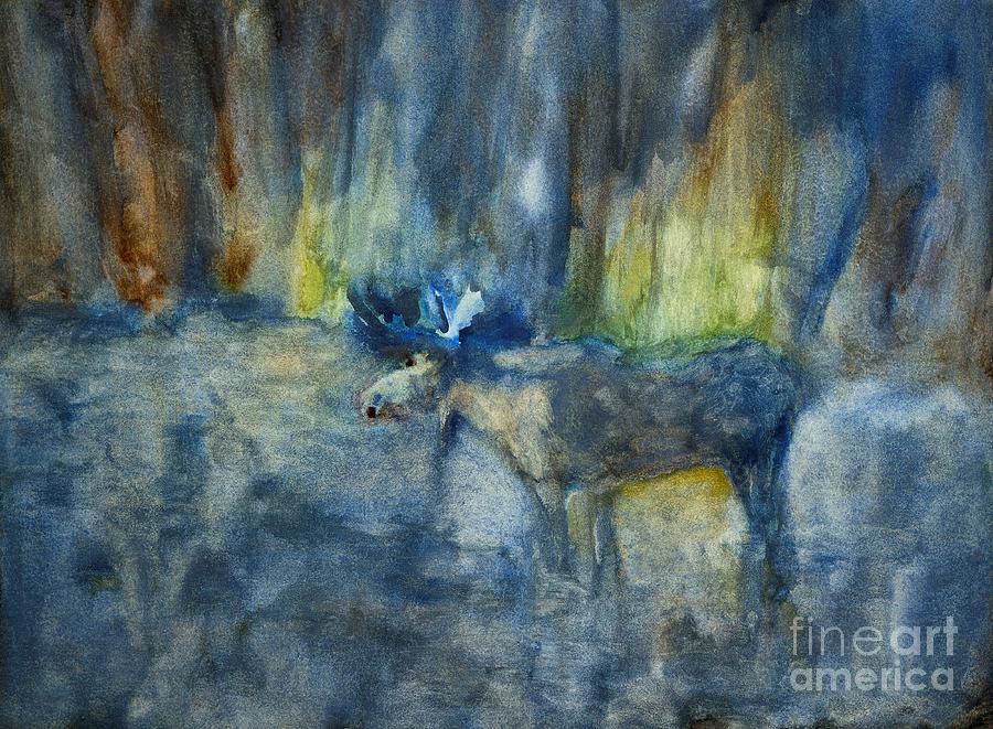 Blue Moose Painting by Phillip Jones