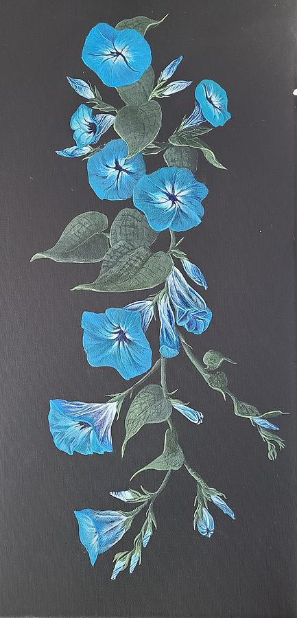 Blue Morning Glory Painting by Elissa Ewald