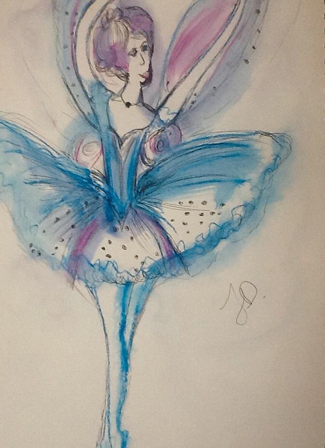 Blue Morning glory  fairy  Painting by Judith Desrosiers