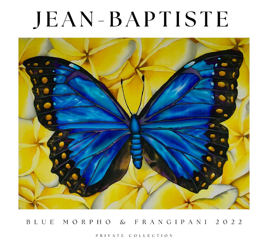 Blue Morpho and Frangipani Poster Painting by Daniel Jean-Baptiste Blue Morpho and Frangipani Poster Painting by Daniel Jean-Baptiste