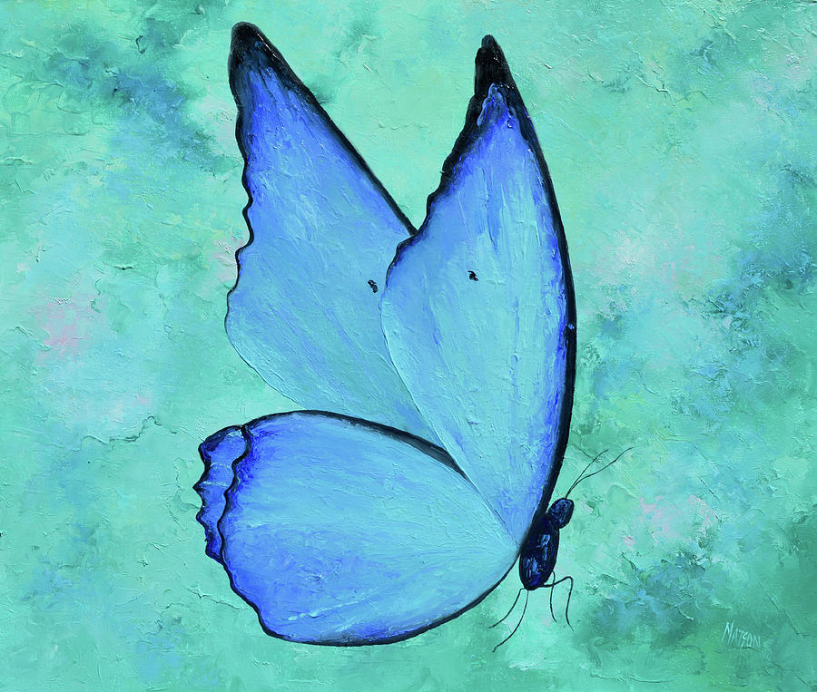 Blue Morpho Butterfly Painting by Jan Matson