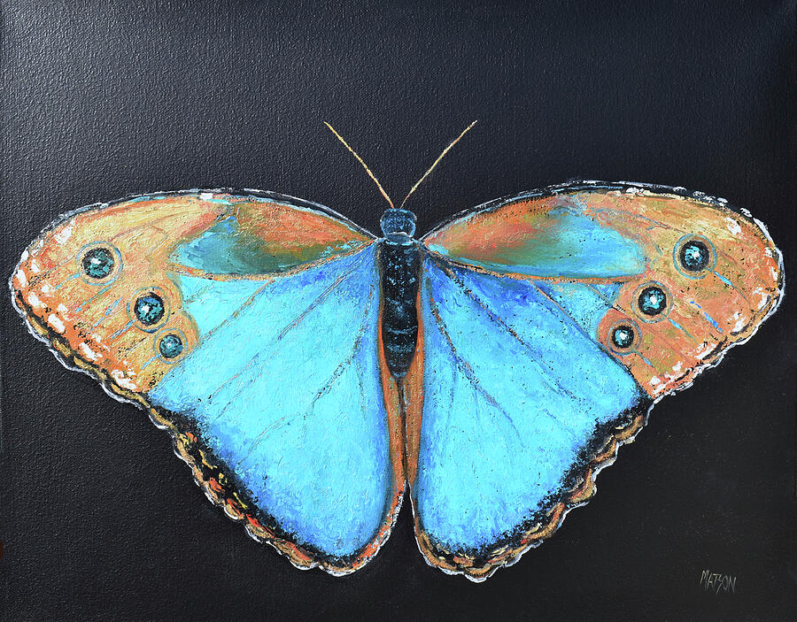 Blue Morpho Butterfly painting Painting by Jan Matson Blue Morpho Butterfly painting Painting by Jan Matson