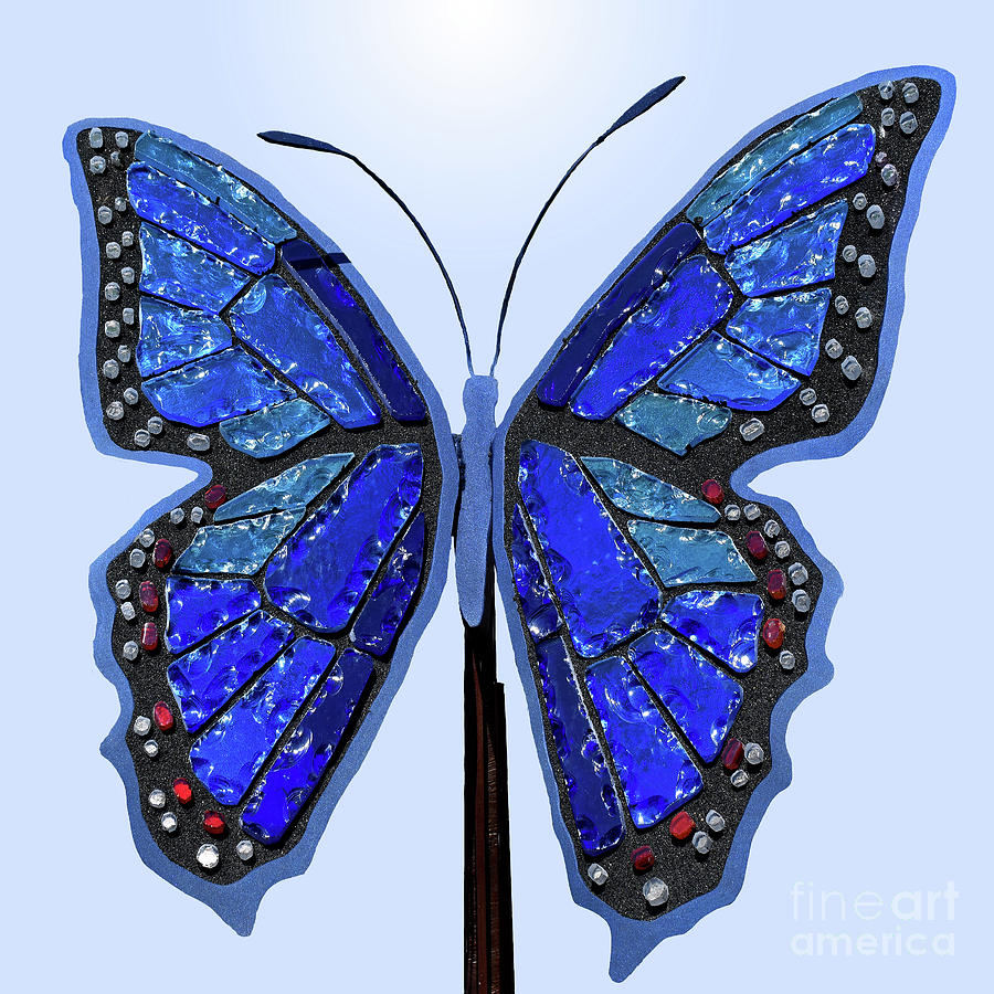 Blue Morpho Butterfly - Square Photograph by Linda Brittain