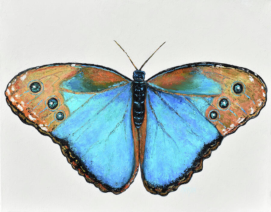Blue Morpho Butterfly Wings Painting by Jan Matson Blue Morpho Butterfly Wings Painting by Jan Matson