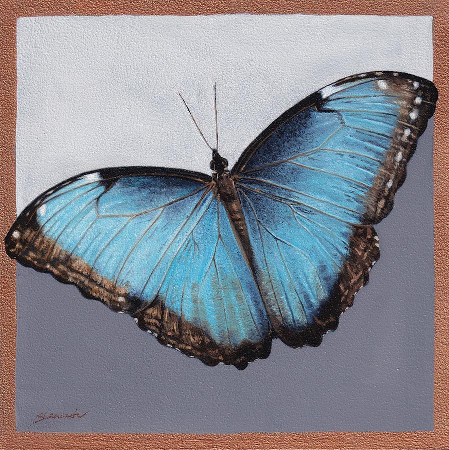 Blue Morpho Painting by Sally Lancaster