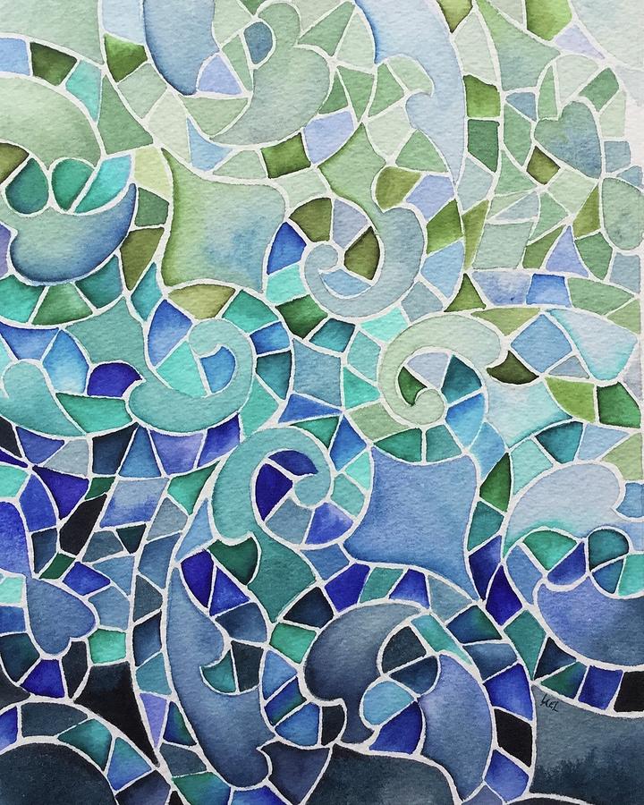 Blue Mosaic Painting by Lael Rutherford