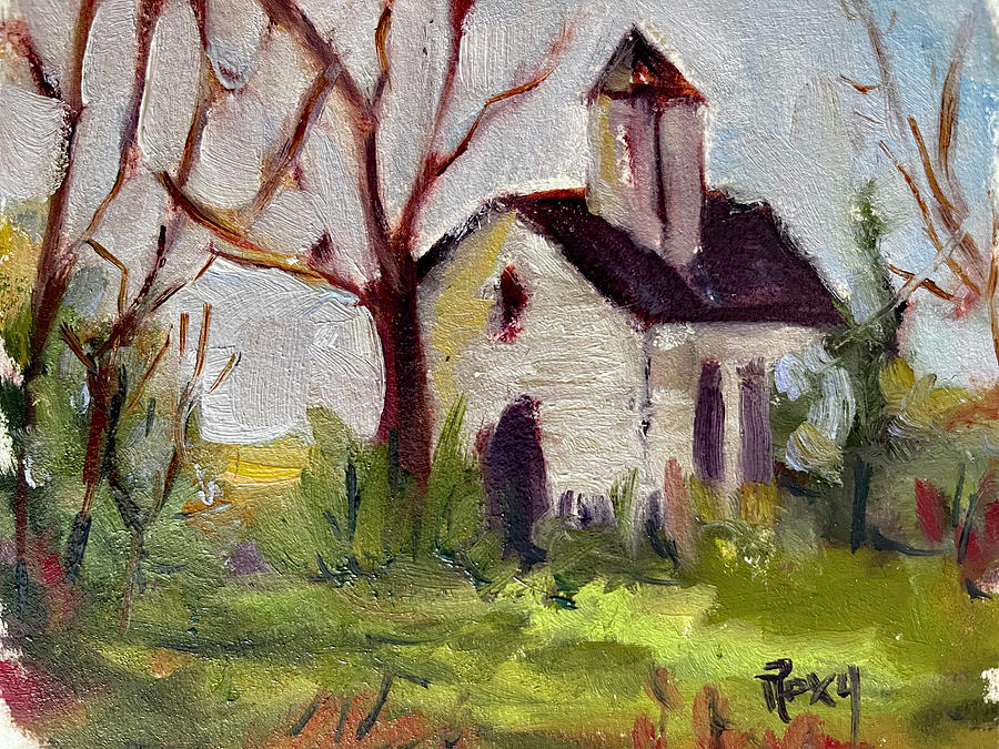 Blue Mountain Church House Painting by Roxy Rich