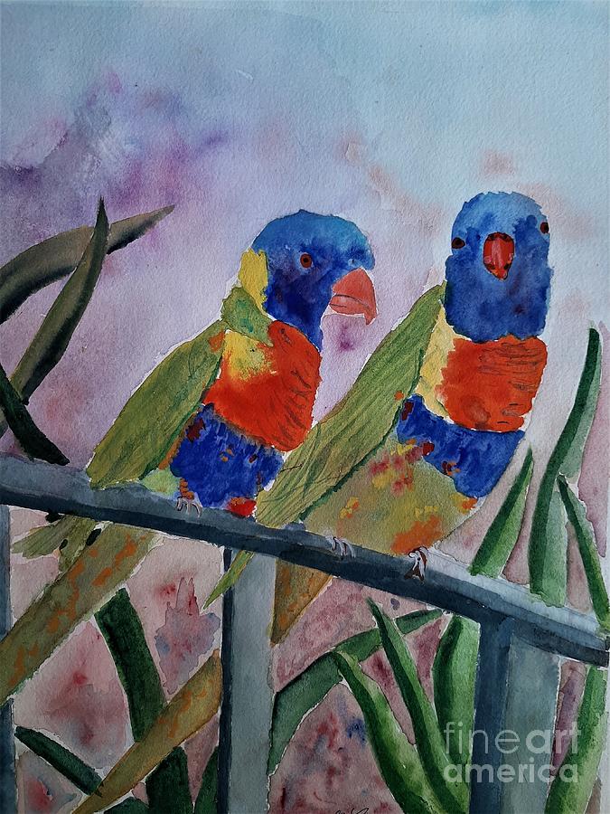 Parrot Painting - Mountain Lorikeets by L A Feldstein