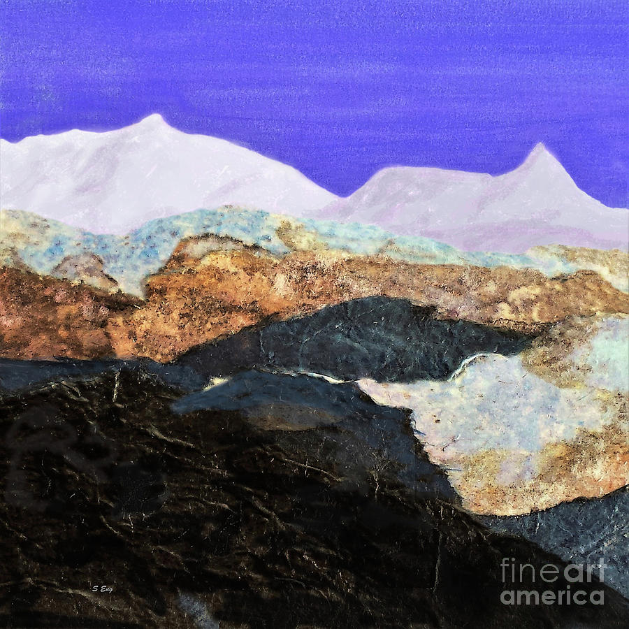 Blue Mountains Square Mixed Media by Sharon Williams Eng