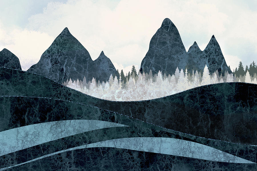 Blue Mountains Landscape Digital Art by Peggy Collins