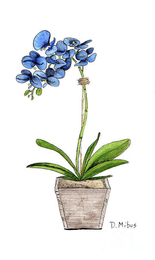 Blue Mystique Orchids in Wood Planter Painting by Donna Mibus Blue Mystique Orchids in Wood Planter Painting by Donna Mibus
