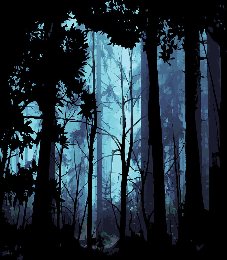 Blue Nature Forest Digital Art by Jacob Zelazny