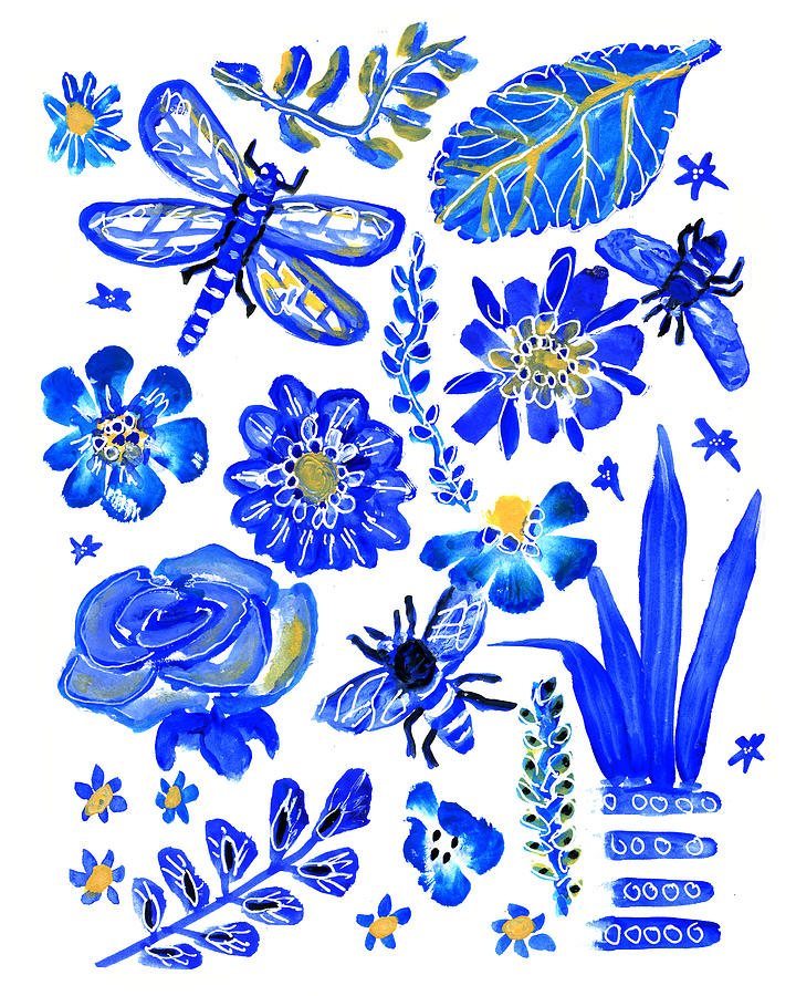 Blue Nature Pattern Painting by Blenda Studio