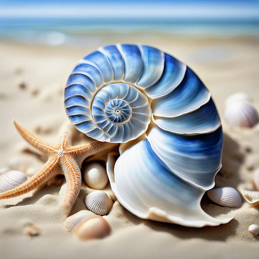 Blue Nautilus Digital Art by Donna Kennedy