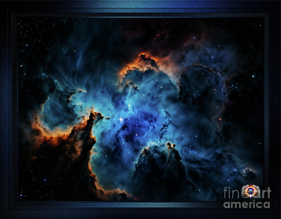 Blue Nebula Clouds Captivating AI Concept Space Art by Xzendor7 Painting by Xzendor7