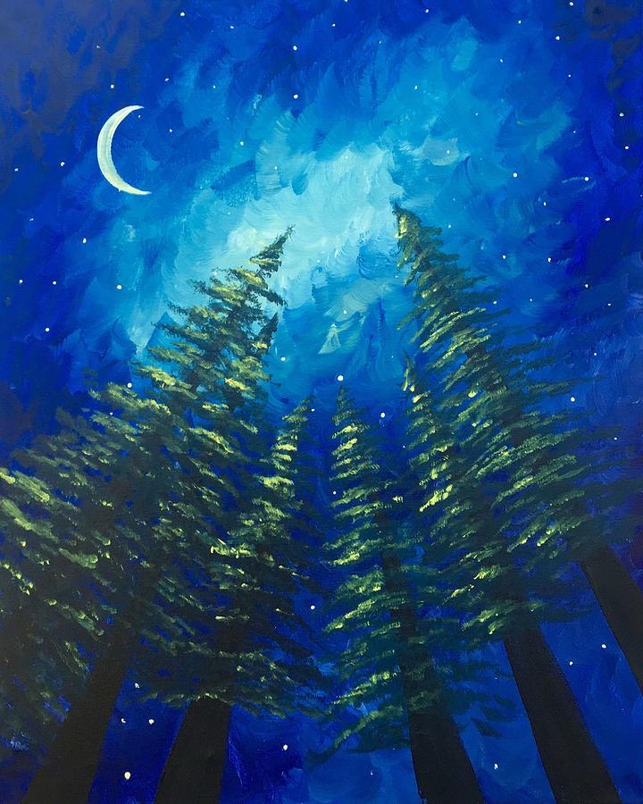 Blue Night Sky Painting by Lauren Dane - Fine Art America