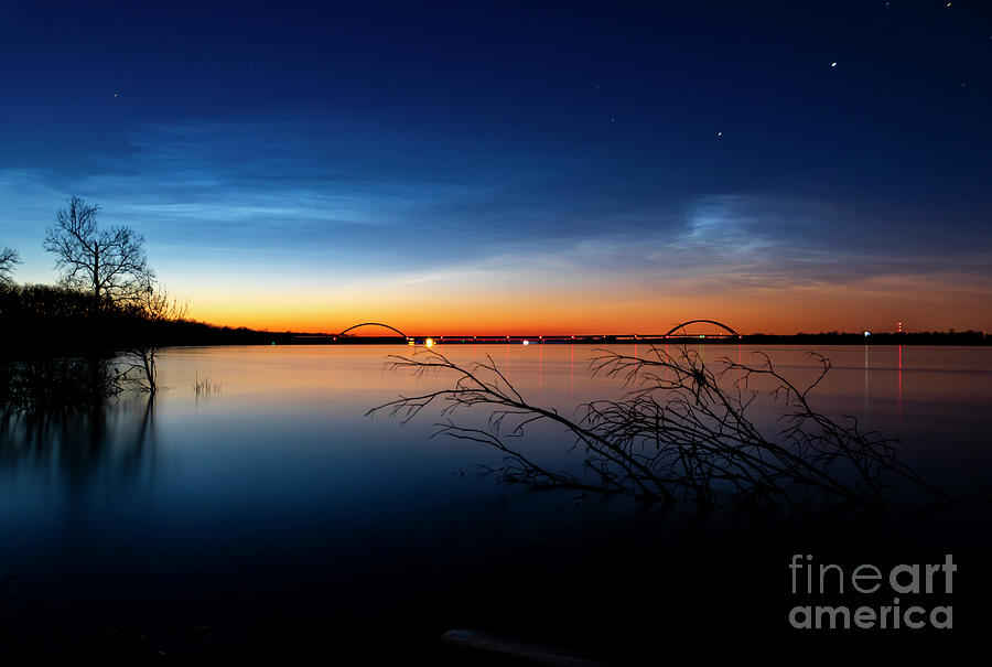 Blue Night Sky Sunrise over River Photograph by Sandra Js