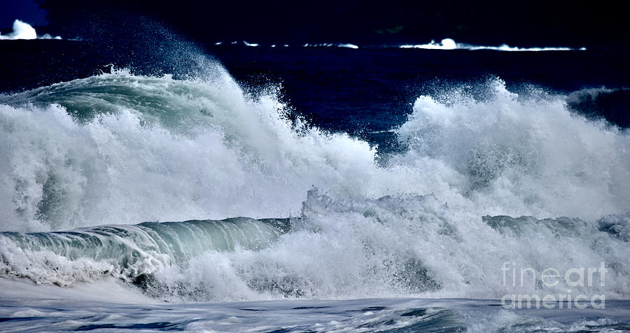 Blue Noir Wave Vibes - Lumahai Beach Photograph by Debra Banks