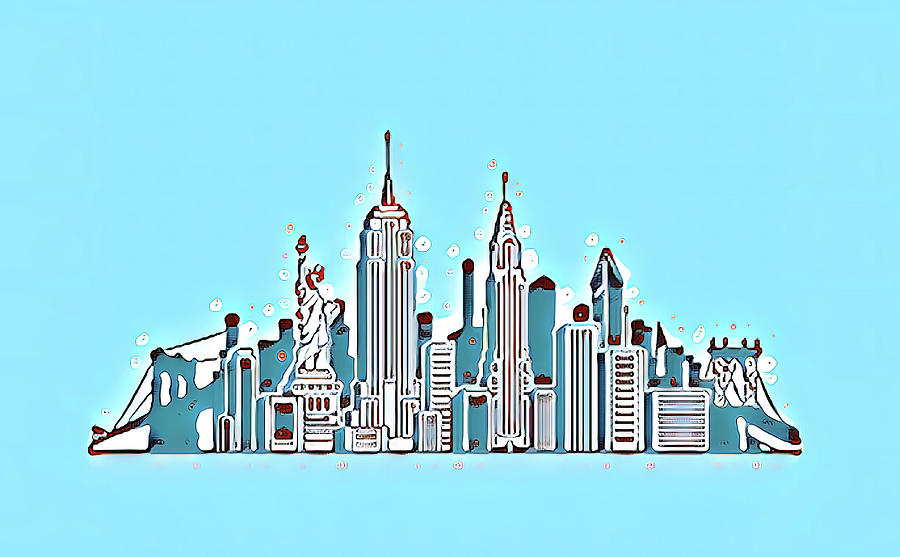 Blue NYC Skyline Digital Art by Hillary Kladke