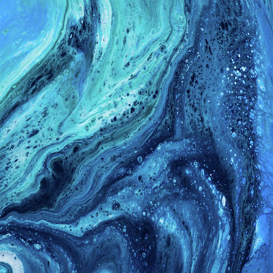 Blue Ocean Abstract Art Acrylic Pouring Painting by Matthias Hauser