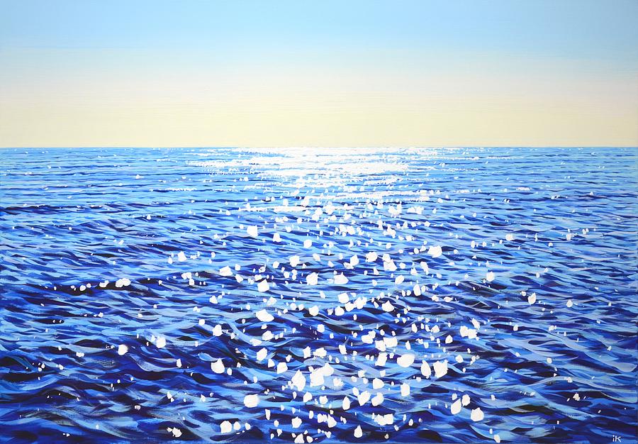 Blue ocean. Glare. Painting by Iryna Kastsova