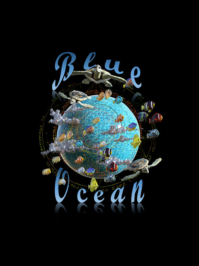 Blue Ocean t-shirt design Digital Art by Richard Hopkinson
