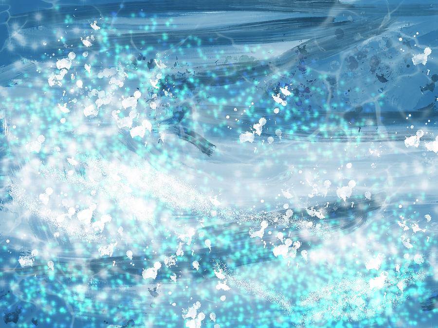 Blue Ocean Waves Abstract Digital Art