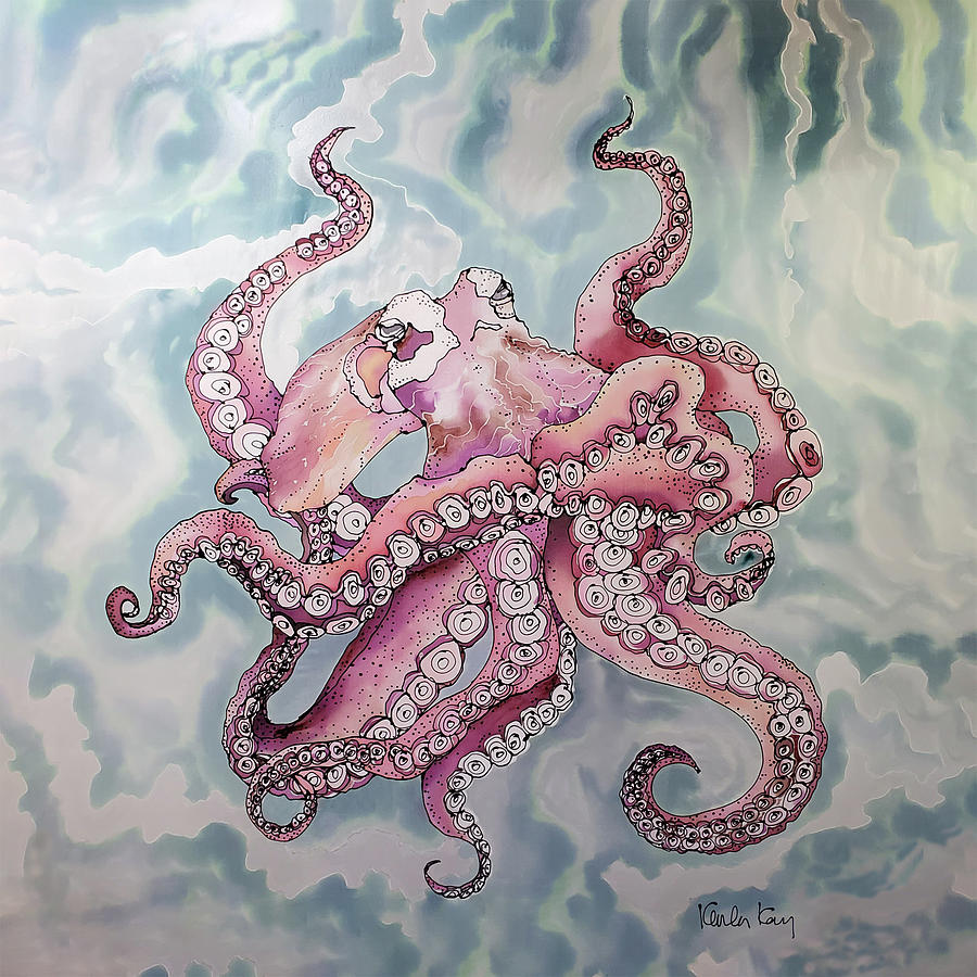 Blue Octopus Tapestry - Textile by Karla Kay Benjamin