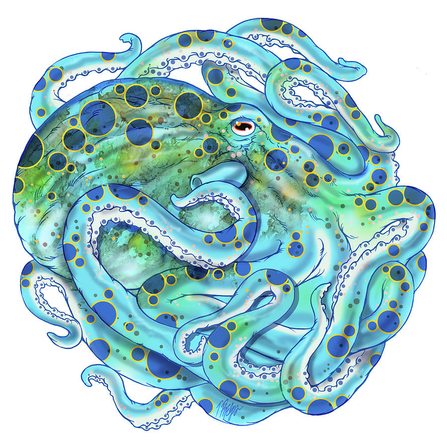 Blue Octopus Mandala Digital Art by Tim Phelps