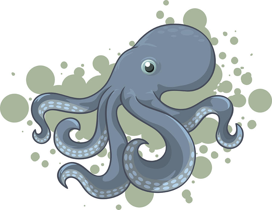 Blue Octopus Drawing by Manuel Godinez