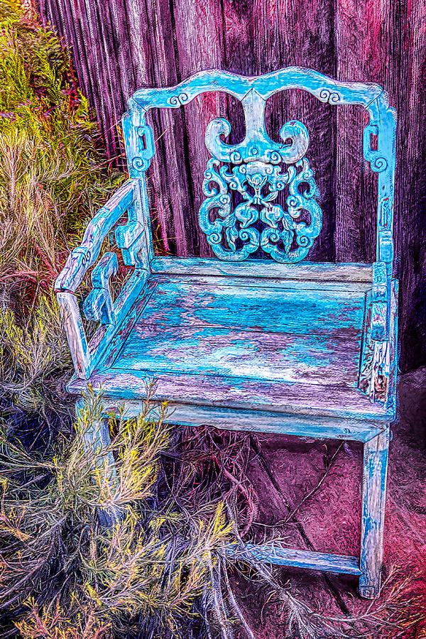 Blue Old Chinese Chair Mixed Media by Tatiana Travelways