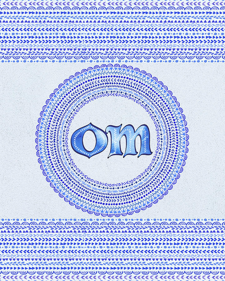 Om Painting - Blue OM Mandala by Tammy Wetzel Om Painting - Blue OM Mandala by Tammy Wetzel