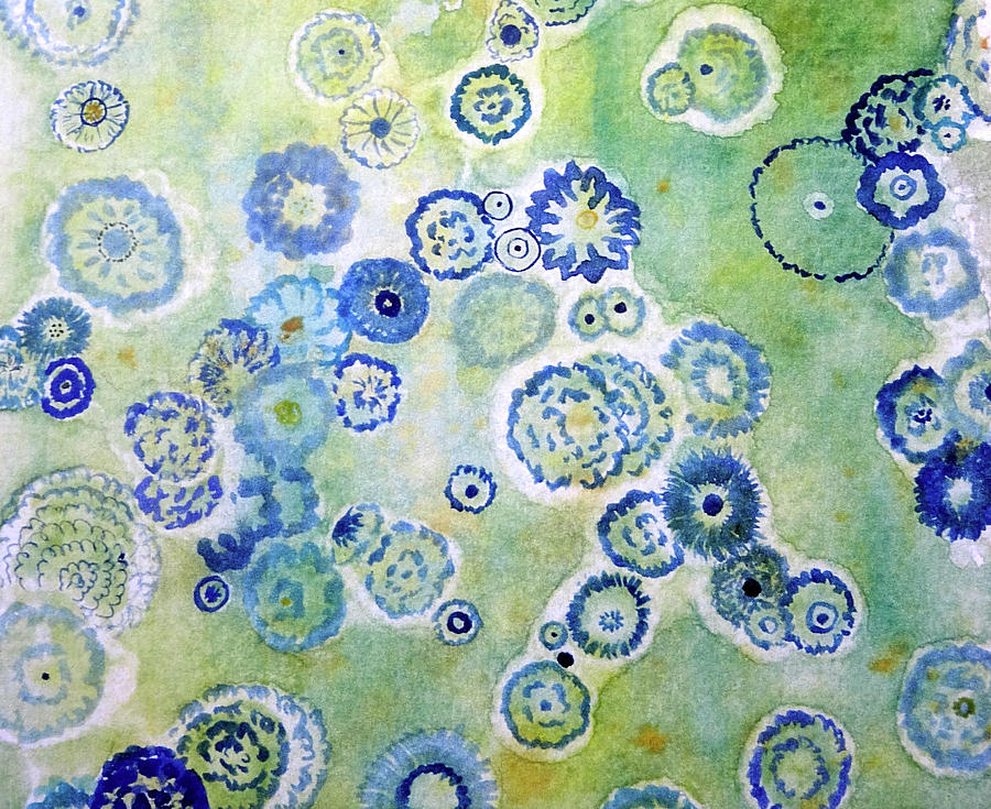 Blue On Green 2 Painting by Catherine Arcolio