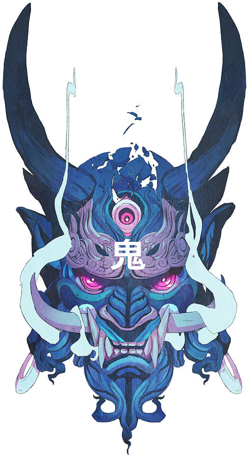 Blue oni Digital Art by Bohemian Journey - Pixels