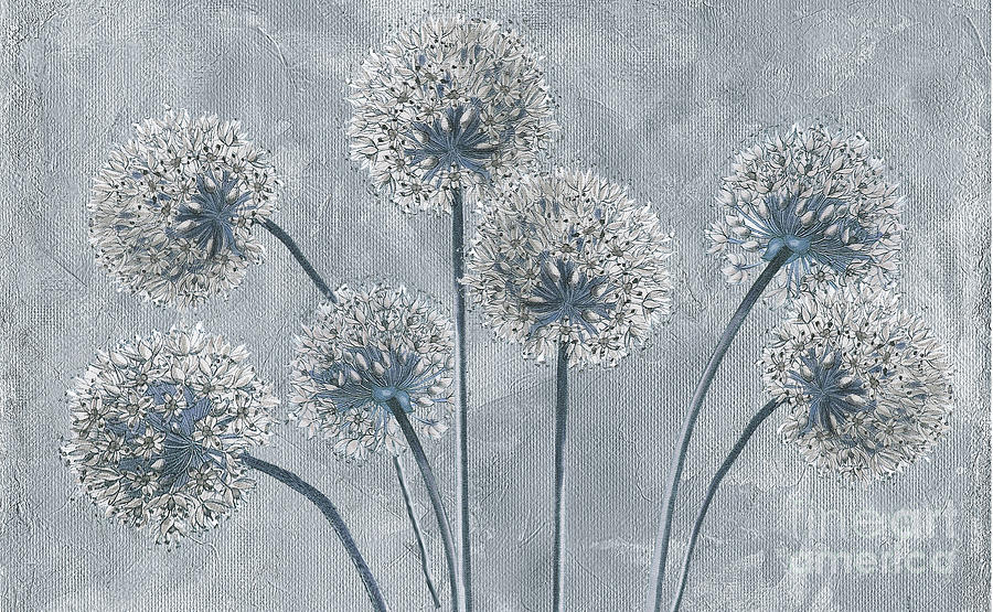 Blue Onion Flowers Painting by Mindy Sommers