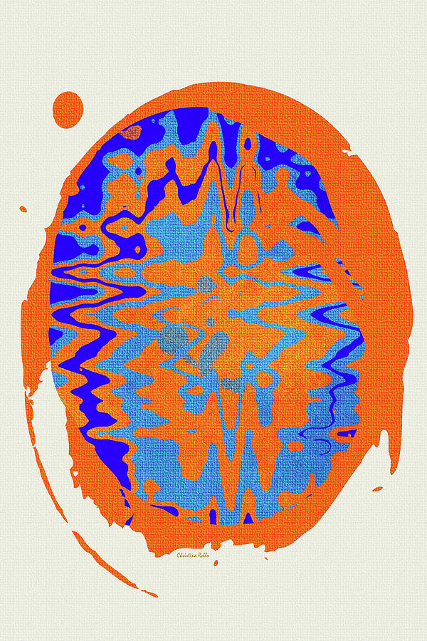 Blue Orange Abstract Art Mixed Media by Christina Rollo