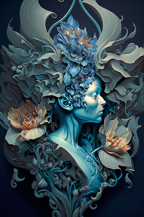 blue  orchid  by  james  jean by Asar Studios Painting by Celestial Images