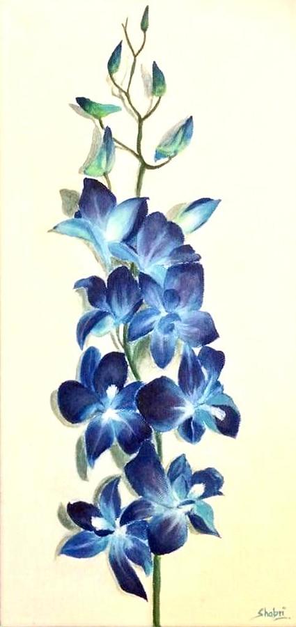 Blue Orchid Painting by Shabri Maheshwari | Fine Art America