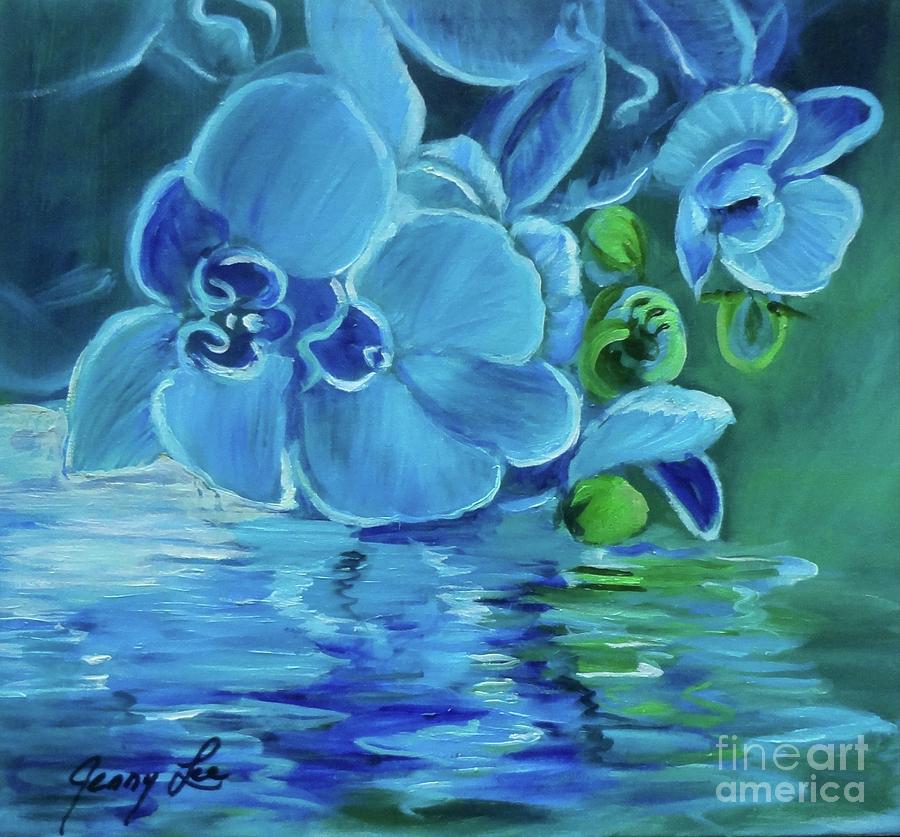 Blue Orchids Painting by Jenny Lee
