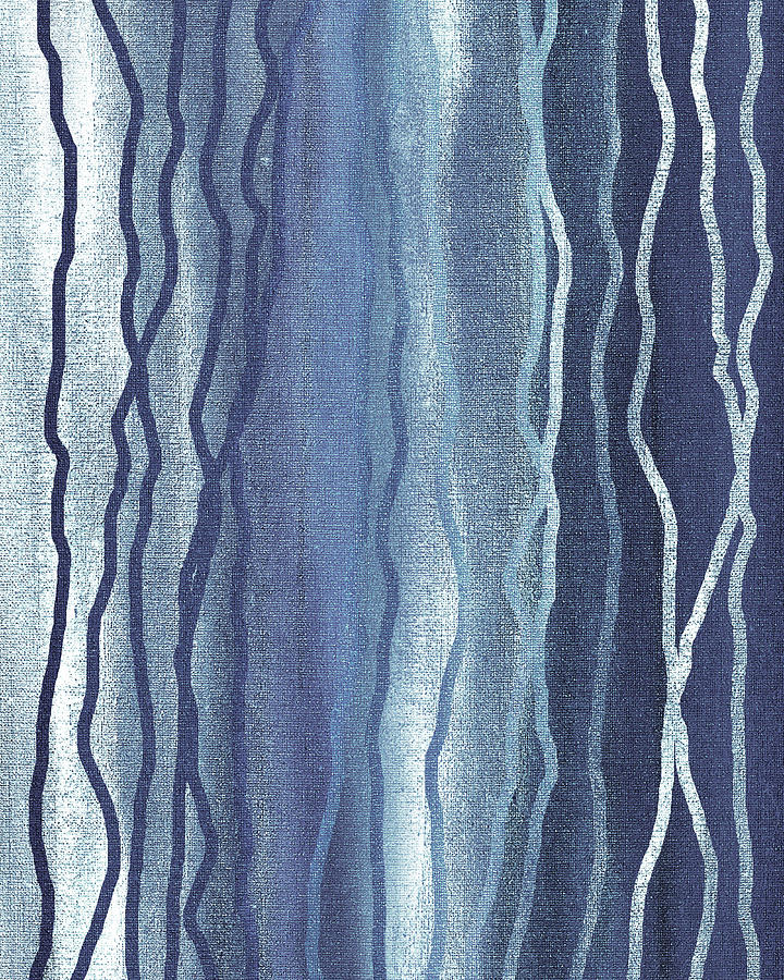Blue Organic Lines Abstract Cool Tones Contemporary Art II Painting by Irina Sztukowski