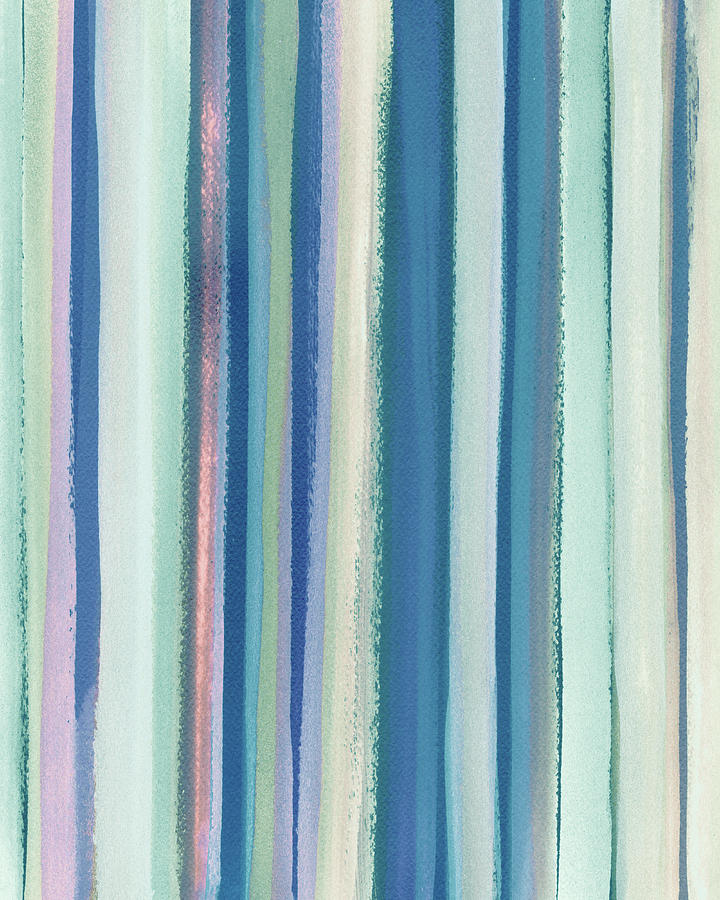 Blue Organic Lines Abstract Cool Tones Contemporary Art III Painting by Irina Sztukowski