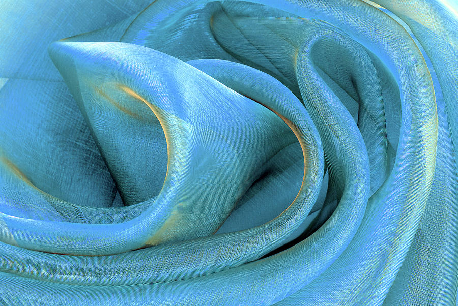 Blue Organza Fabric Wavy Texture Photograph by Severija Kirilovaite