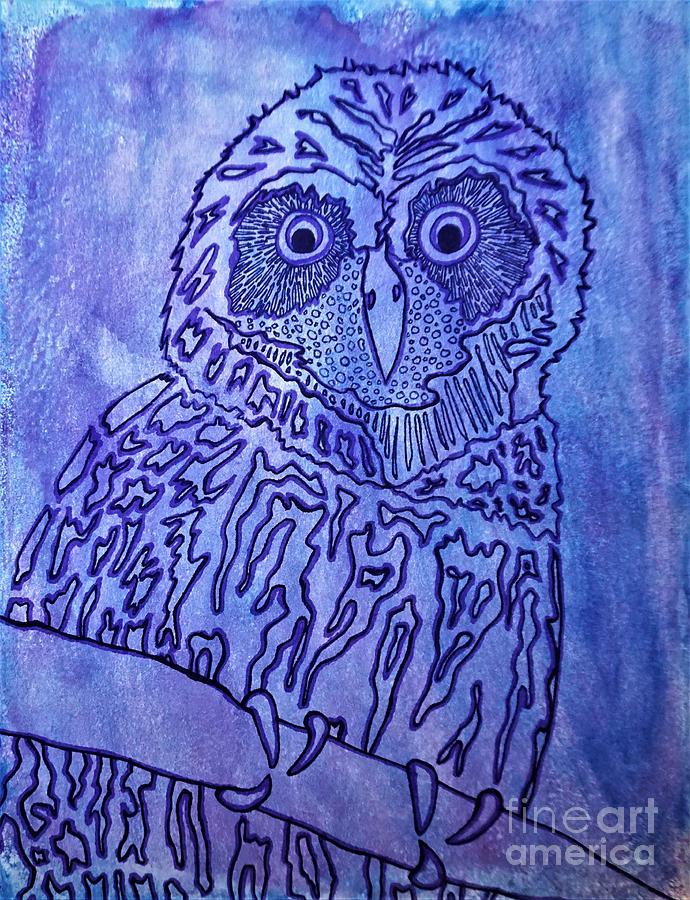 Blue Owl Drawing