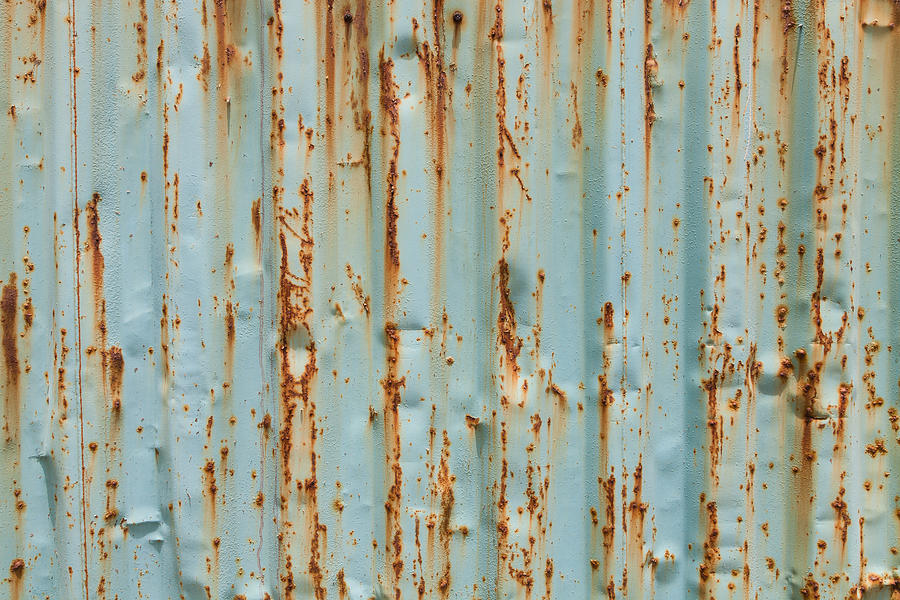 Blue Painted Metal With Rust Texture Photograph