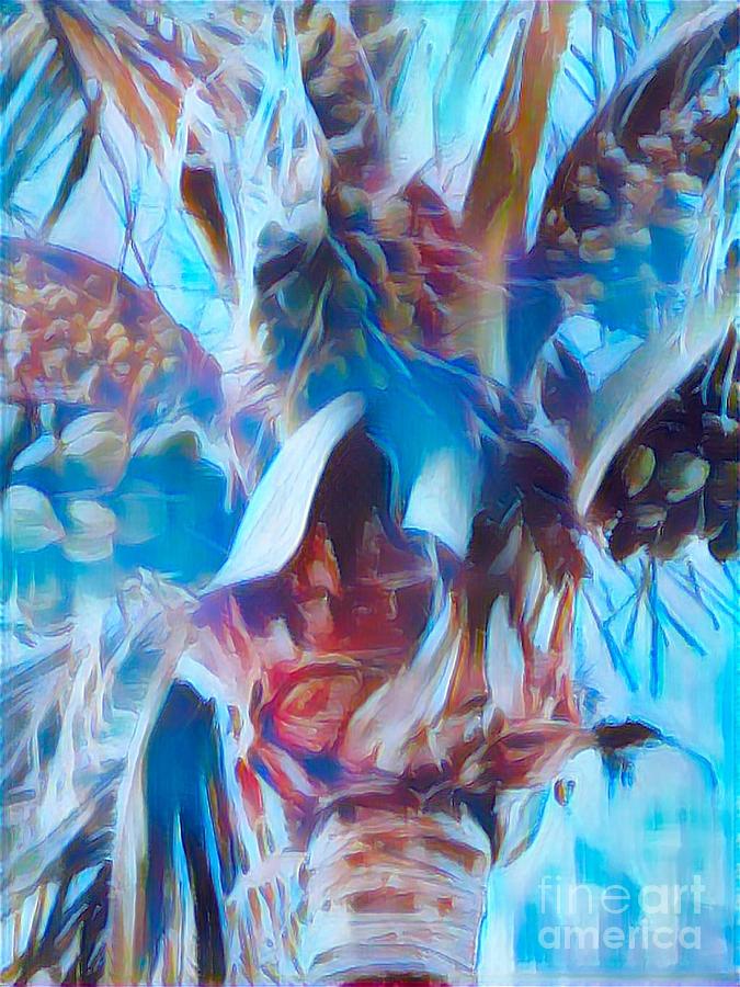 Abstract Digital Art - Blue Palm by Mindy Newman