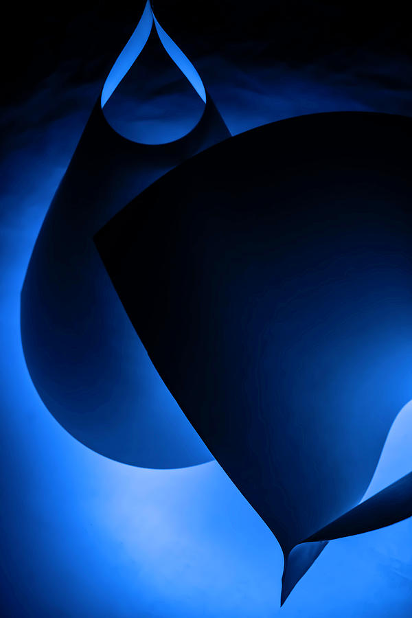 Blue paper curls abstract Photograph by Sven Brogren
